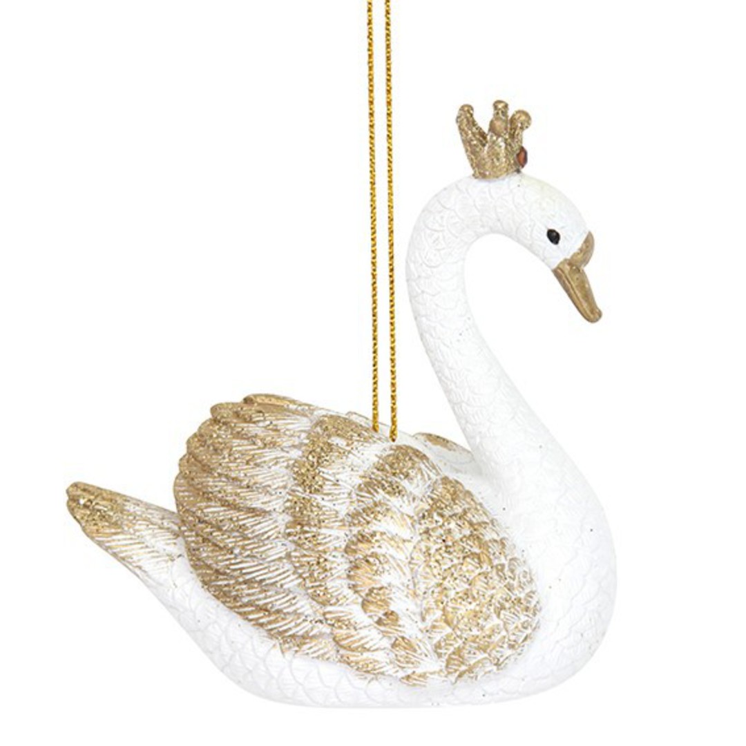 Resin White and Gold Swan 7cm image 0